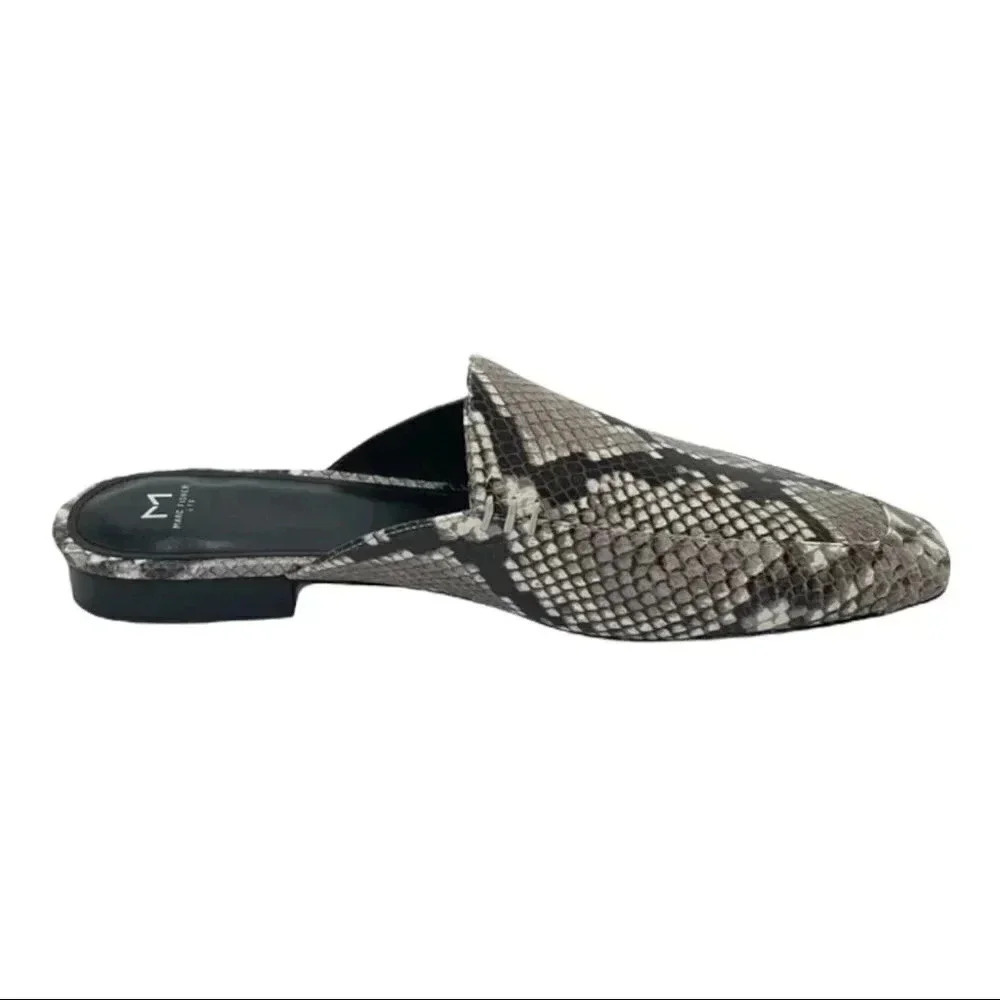 Marc Fisher LTD Pam2 Snake Embossed Leather Womens Flat Mules - Picture 4 of 16
